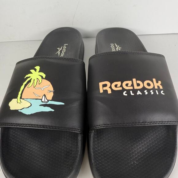 Reebok Classic Slide Swim Men's Slide Sandals Black/Aurorg/Chalk FZ3170 OSS6u - Picture 8 of 9